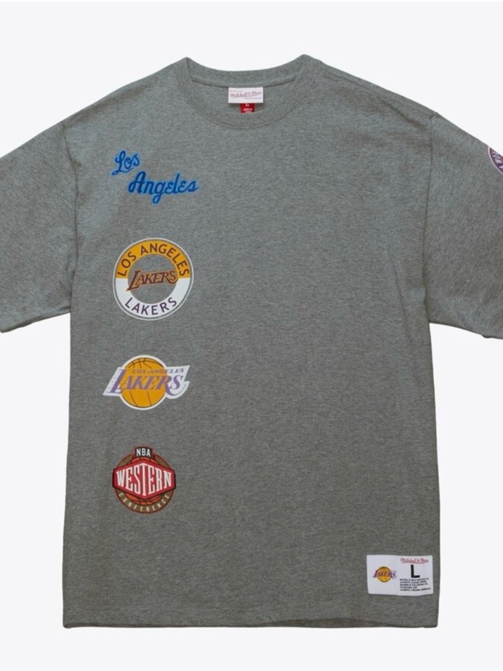 Mitchell & Ness Los Angeles Lakers Grey Graphic T-Shirt - Men's Size XL
